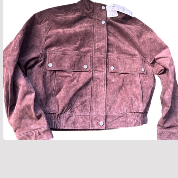 ZARA SUEDE LEATHER BOMBER JACKET WITH POCKETS - Picture 11 of 11